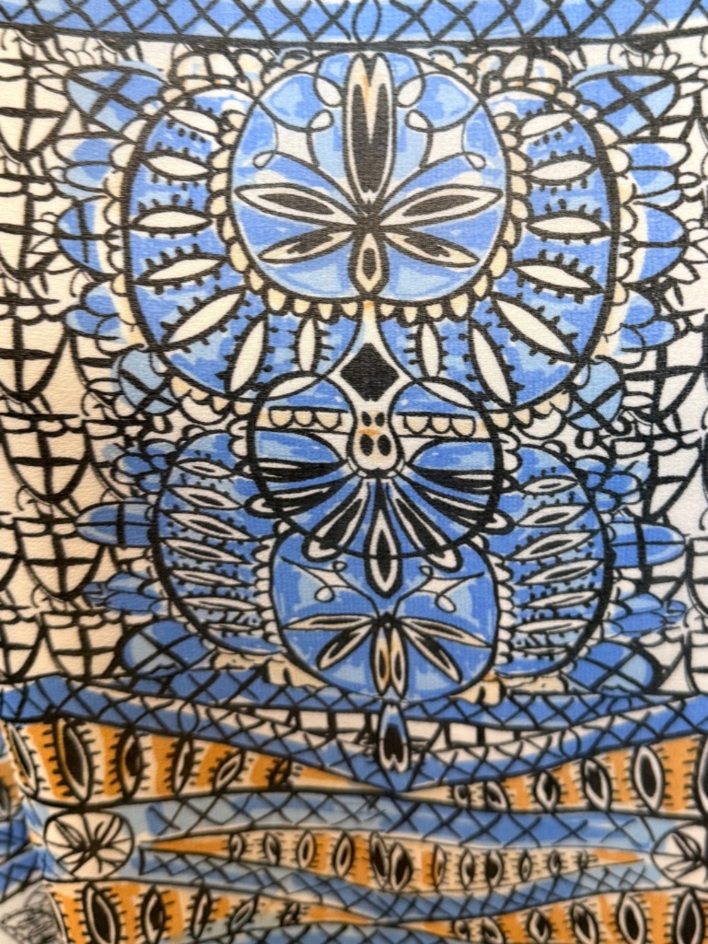 Max Studio Blue White Tribal Print Sleeveless Summer Shift Dress Medium - Picture 8 of 9